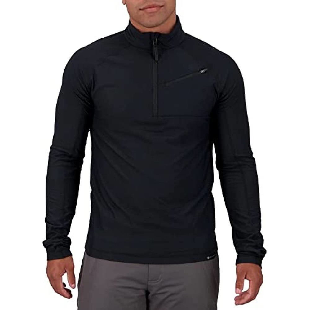 NWT!! Mens Obermeyer Flex 1/4 Zip Black Size Small Regular Baselayer Top